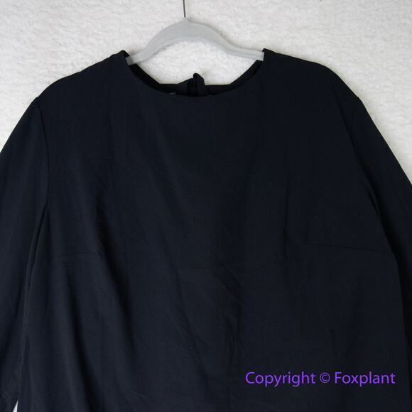 New! ELOQUII Solid Black Back Bow Tie Sleeve Pullover‎ Shift Dress, plus size 14 - Picture 2 of 15